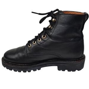 Isabel Marant Campee Rangers Lug Sole Combat Boots Black Leather EU 37